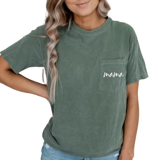 Pocket Mama Tee, Comfort Colors Mama Shirt, Retro Mommy Shirt, Trendy Gift for New Mom, Pregnancy Reveal, Baby Shower Gift, Mothers Day Outfit, Announcement Tee