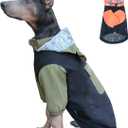 Dog Raincoat with Legs and Clear Hood, Abdomen Waterproof, Reflective, Breathable and Adjustable Lightweight Dog Rain Jacket for Small Medium Large Dogs (Green&Black, XL)