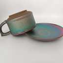 Porcelain Cappuccino Cup with Saucer, Tenmoku Glaze, Jianzhan Coffee Mug - 7 oz for Coffee Drinks, Cappuccino, Latte, Americano and Tea Giftbox