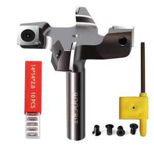 CNC Spoilboard Surfacing Router Bit, 1/2" Shank 3" Cutting Diameter, Carbide Insert Slab Flattening Router Bit Planing Bit Wood Planer Bit Woodworking Tools Comes with 10PCS Blades