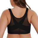 MELENECA Women's Front Closure Wirefree Post Surgery Plus Size Back Support Posture Bra