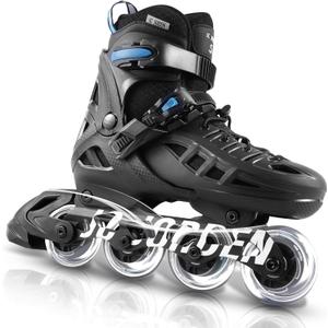 Inline Skates for Kids Girls and Boys, 4 Sizes Adjustable Roller Skates Blades with Full Light Up Wheels for Women Men, Durable Outer Shell, Roller Skates  Blue, XLarge-Youth & Adult (8-11 US)