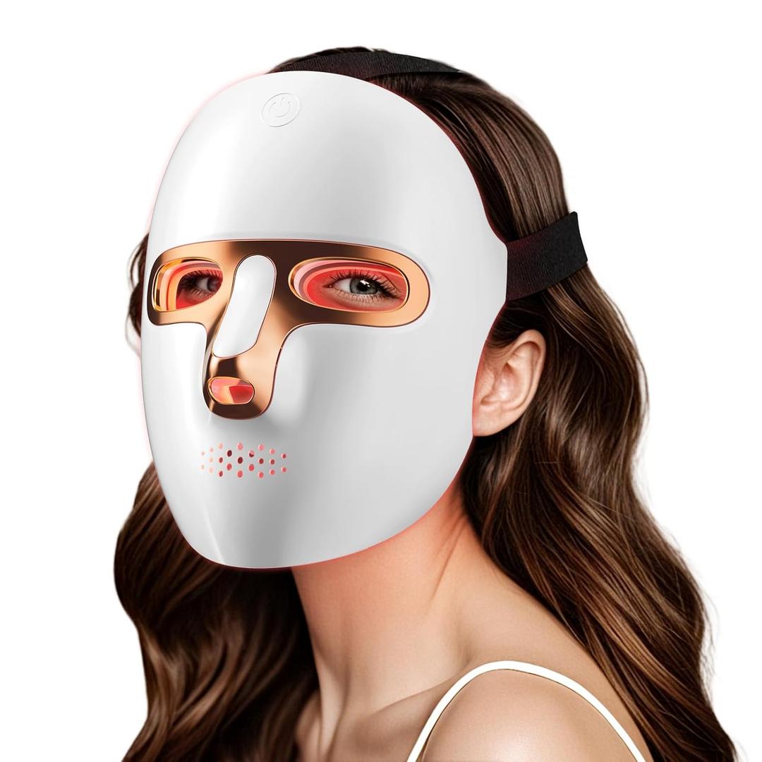 tinkoola Red Light Therapy Mask for Face & Neck, LED Face Light Therapy, USB C Rechargeable, Infrared Mask