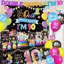 10th Birthday Decorations for Girl,172pcs 10 Year Old Girl Birthday Decorations Double Digits Birthday girl Plates and Napkins Cups Tablecloth Banner Honeycomb for Peace Out Single Digits Party Decor
