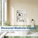 Qeke 14x18 Medicine Cabinet Recessed, Medicine Cabinet Without Mirror, 304 Stainless Steel Medicine Wall Niche with Double Shelves, Matte White