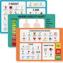 Fuyoooo 3 Pcs Communication Boards for Non Verbal Adults 11.81 x 8.27 Inches Colorful Picture Symbol Communication Cards Speech Therapy Tools for Autism Aphasia Stroke Patients Hospital Care Home Use (Multicolor)