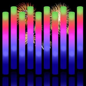 Super Z Outlet Upgraded Light up Foam Sticks, 3 Modes Colorful Flashing LED Strobe Stick for Party, Concert and Event (12)