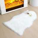 Faux Fur Small Rug 2 x 3 ft White Shaggy Sheepskin Machine Washable Fuzzy Area Rug Super Soft Fluffy Plush Carpet for Bedroom Living Room Floor Nursery Kids Room Bedside Rug