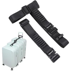 Vigorport Luggage Straps, Metal Luggage Connector Straps for Suitcases, Stretchable Add a Bag Adjustable Accessories Travel Belts (Black, Normal) (1W)