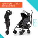 3Dlite Convenience Stroller,Jet BlackLightweight Stroller with Aluminum Frame,Large Seat Area, 4 Position Recline, Extra Large Storage Basket Infant Stroller for Travel&More