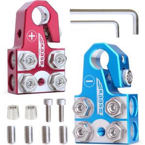 Kaas 8-Way Lead Acid Battery Terminal Connector, Positive and Negative Set, Battery Post Adapter for SAE/DIN/EN Tapered Top Post, Compatible with 8AWG to 4/0 AWG, Includes OEM Top Post Adapter