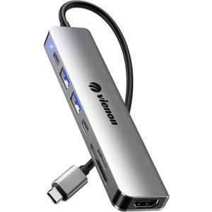 USB C Hub HDMI Adapter for Monitor, VIENON 7 in 1 USB C Docking Station with 4K HDMI, SD/TF Card Reader Compatible for MacBook Pro, XPS More Type C Devices