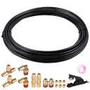 HOTROSE 60 FT 1/4" DOT Air Line Kit with 18 Brass Fittings, Nylon Air Hose, Black, 60 Feet, 1/4" NPT Push To Connect Fittings, Suspension Kit, Schrader Valves