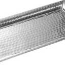 Monarch Abode Decorative Tray  12-Inch Hand Hammered Nickel Finish Metal Bathroom Tray Countertop, Vanity Trays Organizer, Perfume Plate for Dresser, Kitchen Countertop Small Fruit Platter