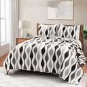 Lush Decor Mid Century Geo 3 Piece Quilt Set, King, Black & Gray