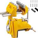 MAXMAN Bench Vise 3 Inch, Heavy Duty Home Bench Clamp with 360 Swivel Base, Multi-Purpose Cast Steel Table Vise, Vise Clamps Fixed Tool for Woodworking, Metalworking, Cutting Conduit, Drilling (Yellow)