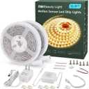 MY BEAUTY LIGHT Motion Activated LED Strip Lights, 32.8ft LED Light Strip with Day or Night 2 Lighting Modes,3 Timing Off Modes,Warm White 12v Plug-in LED Rope Lights for Under Cabinet,Kitchen,Stair