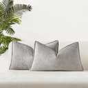 JUSPURBET 12x20 Throw Pillow Covers Set of 2 Decorative Pillow Covers for Couch Sofa Bed Cozy Chenille Lumbar Cushion Covers Cases with Invisible Zipper for Living Room Home Decor,Grey