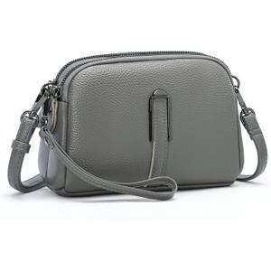 GAEKEAO Crossbody Bags for Women Small Vegan Leather Shoulder Purse Cross Body Bag Handbags with Wristlet Top Zipper (Type5 Grey)