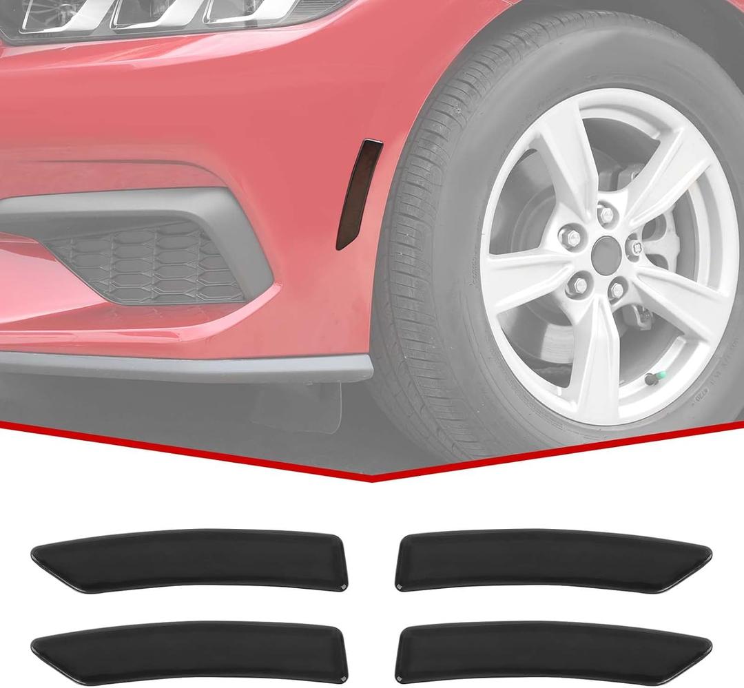 JeCar Side Marker Smoked Light Covers Fender Flares Light Trims Exterior Accessories Compatible with Ford Mustang 2024, Black