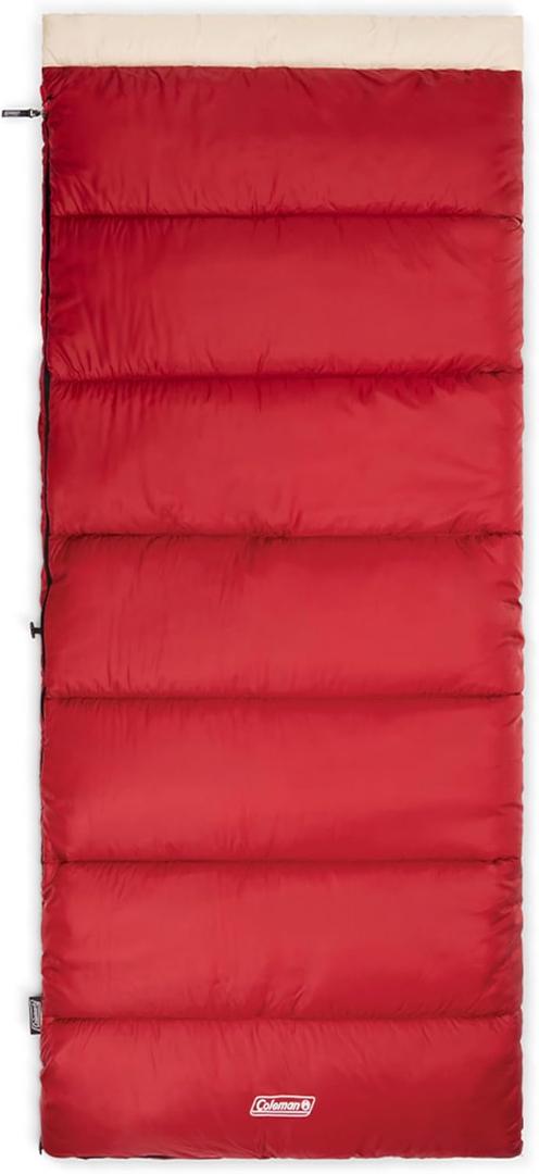 Coleman Flatlands 30/40/50F Sleeping Bag, Made from 100% Recycled Material, Big & Tall Options, Cool-Weather Sleeping Bag for Camping, Sleepovers, Guests & More, 30F