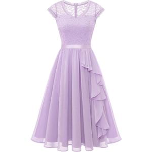 Wedtrend Women's Bridesmaid Dresses Short Prom Dress Ruffle Semi Formal Cocktail Dresses Floral Homecoming Dress (X-Large, Lavender)