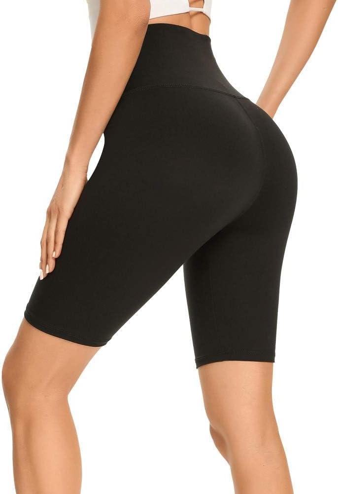 2 PCS GAYHAY High Waisted Biker Shorts for Women - 8" Soft Black Spandex Shorts for Workout Volleyball Yoga Dance