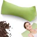 Buckwheat Neck & Cervical Pillows, Buckwheat Hulls Adjustable Roll Pillow, with Inner Liner Cervical Bolsters, Office Waist Support & Lunch Break for Pain Relief for Sleeping (Green)