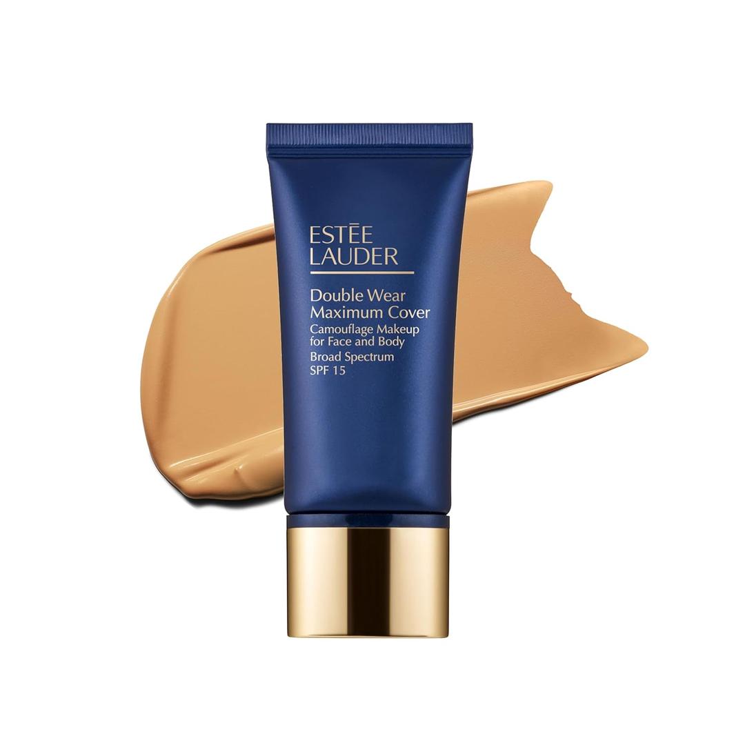 Este Lauder Double Wear 24-Hour Maximum Cover Camouflage Foundation for Face and Body SPF 15 | Full Coverage | Tattoo Cover Up Makeup Waterproof, 1.0 Fl Oz (3W2 Cashew - Medium with warm olive undertones)