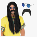 Fun Shack Long Brown Wig Men, 60s Wig Hippy Wigs for Men, Hippie Wig Men, Mens Long Wig, Mens Wigs Long Hair, One Size