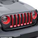 JeCar Front Grill Inserts & Headlight Cover Kit Compatible with Jeep Wrangler 2018-2023 JL & Unlimited, Red