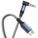 BlueRigger 90D USB C to 3.5mm Audio Cable - 3FT (Male AUX to USBC, Type C AUX Cord, USB-C to Headphone Jack 90 Degree Cable, Right Angled Type C to 1/8) - Compatible with Phone, Tablet, Laptop