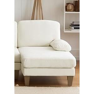 Karl home U-Shape Sectional Sofa Couch 111" Modern 4-Seat Sofa with Chaises Chenille Fabric Upholstered Covertible Couch with Wood Grain Legs for Living Room, Reception Room, Apartment, Beige, Right Section