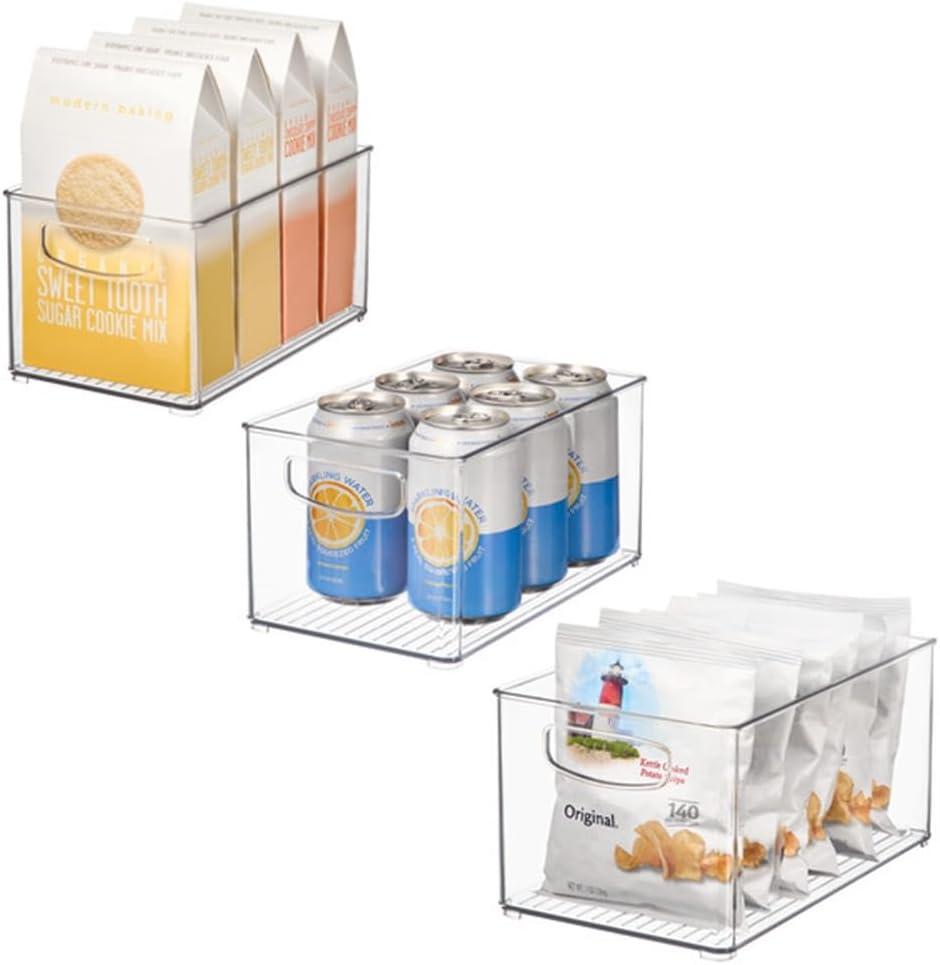 iDesign Clear Plastic Nesting Storage Bins, Set of 3, Space-Saving Organizers for Kitchen or Pantry