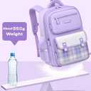 School Backpack for Teen Girls Bookbags Elementary High School Plaid Laptop Bags Women Travel Daypacks Purple Small