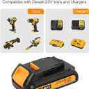 2Pack 3.0Ah 20V Battery with Charger Replacemen for Dewalt 20V Battery DCB202 DCB203 DCB204 DCB205 DCB206 DCD/DCF/DCG Series Tools