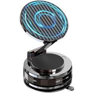 NZKEEYZI Phone Holders for Your car, Compatible with MagSafe, Ultra Vacuum Suction Cup Mount, 360° Rotation, Car Phone Holder Compatible with All Models, Carbon Fiber Deep Brown