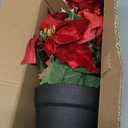 WOBUBU Fake Poinsettia Plants with Red Berry 14 Inch Poinsettias Artificial Christmas Flowers in Pot for Home Porch Garden Office Indoor Outdoor Christmas Decorations (Red)