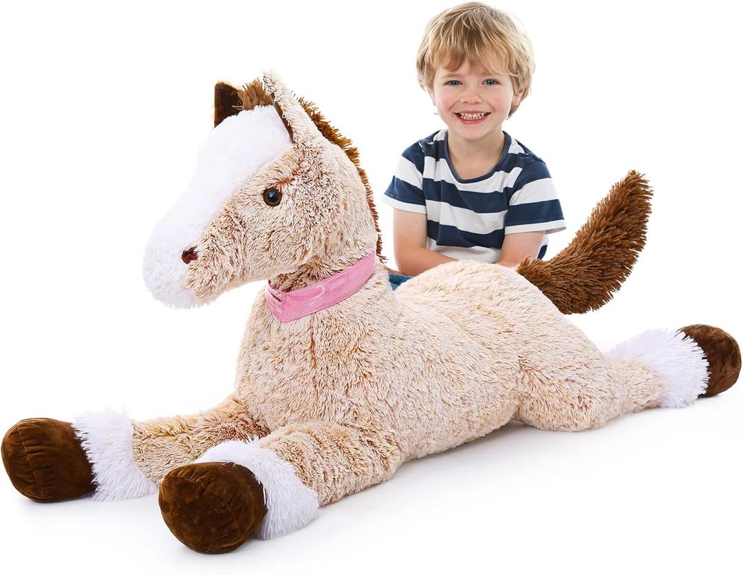 MaoGoLan Giant Horse Stuffed Animal, Large Horse Stuff Plush Toy for Girl Kid Boy, Realistic Stuffed Pony Plush Pillow Gifts for Birthday Party Favor Christmas Decor, 47 inches, Brown