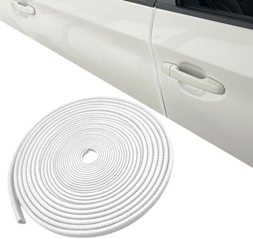 Car Door Edge Guards, 33Ft Rubber Seal Car Door Edge Trim, No Glue Car Door Entry Guard Protective Strip, Aluminum Weather Proofing Automotive Door Edge Molding Protection for Most Cars (White)