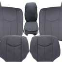 NLQR #69C Dark Gray Cloth Driver & Passenger Bottom & Top Lean Back Replacement Seat Covers & Middle Jump Seat Cover fit for Chevy Silverado GMC Sierra 1500 2500HD 3500HD 2003 2004 2005 2006 2007