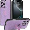 Compatible with iPhone 16 Pro Max Case with Finger Strap, Cheetah Print Shockproof Soft TPU Protective Cover for Women Girls, Slim Anti Scratch Case for iPhone 16 Pro Max 6.9 Inch, Purple