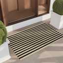 LEEVAN Outdoor Door Mat 2'x3' Washable Welcome Mat Woven Black and White Entryway Rug Farmhouse Front Porch Decor Outside Entrance Striped Outdoor Floor Mats