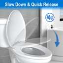 Plastic Toilet seat, Slow Close, Never Loosen, Elongated, White, 19"