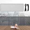 Hosuly Banister Guard 50 x 3 ft Balcony Netting for Kids Pets Stairway Safety Net Baby Fence Door Balcony Netting Safety Mesh Stair Net with No Drilling for Apartment Railing(Black)