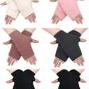 6 Pairs Fingerless Warm Gloves with Thumb Hole Cozy Half Fingerless Driving Gloves Knit Mittens for Men, Women