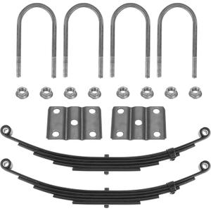Single Trailer Leaf Spring 5 Leaf Double Eye 3000 lbs Cap for 6000 lbs Axle Suspension & U-Bolt kit 25-1/4" Length fits for SW5 - Set 2