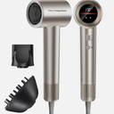 Cosy Companions Hair Dryer, 150000 RPM HighSpeed Hairdryer for Fast Drying, Low Noise, HD Display, 5 Temps & 2 Speeds, 500 Million Negative Ionic Blow Dryer, Gold