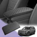 Center Console Cover Compatible with 2025 Hyundai Santa Fe Accessories Santa Fe Armrest Cover Center Console Pad 2025 Santa Fe SE/SEL/XRT/Limited/Calligraphy Armrest Console Cover Soft Leather (Black)