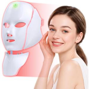 Red Light Therapy Mask for Face,7 Custom Modes with InfraredCordless LED Face Mask & Neck Mask,Portable USB C Rechargeable for Home Use Working Travel Yoga